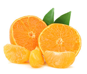 Tangerine slices isolated on a white background.