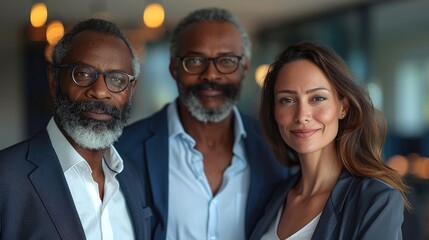 Employee Appreciation Day. Diversity Business professionals present a collaborative in office space. Their confident postures and smiles suggest a productive meeting