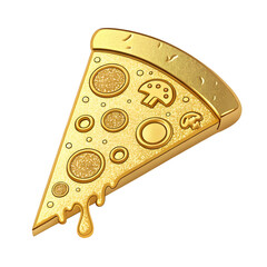 Golden Pizza slice in isolate background