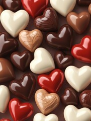 Fototapeta premium Background of heart chocolate for valentine.
