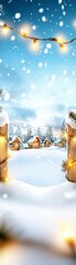 Enchanting winter wonderland snowy landscape digital art serene atmosphere wide angle view holiday spirit