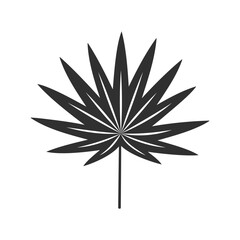 Tropical leaf isolated on white background. Black palm leaf silhouette. Vector illustration