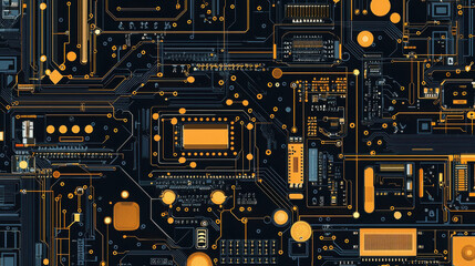 High-Resolution Detailed View of Circuit Board with Labels and Vivid Colors