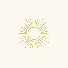 Golden sunburst logo design, white background