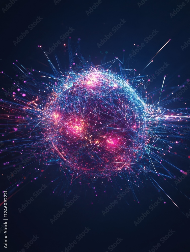 Aufkleber global network connection. internet and technology concept, ai generative