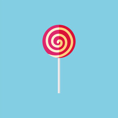 Flat vector colorful lollipop on blue background