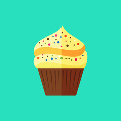 Flat vector cupcake. Food dessert illustration