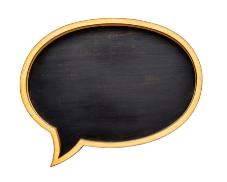 Classic speech bubble with wooden frame, empty for text input. Ideal for creative designs and communication