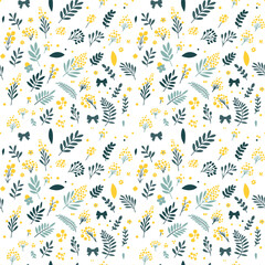 Spring seamless mimosa flowers. Summer yellow flowers fabric design