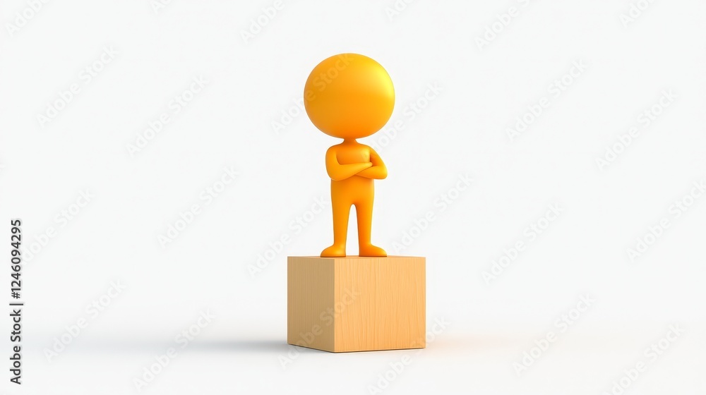 Poster 3d man on a block, minimalist design for abstract concepts and tech visuals 3d