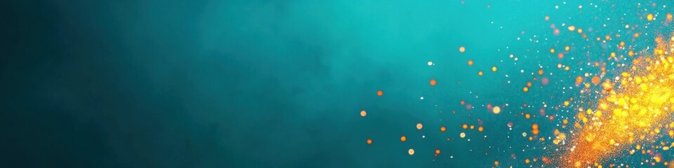 Abstract teal and orange particle explosion illustrating motion and energy concept