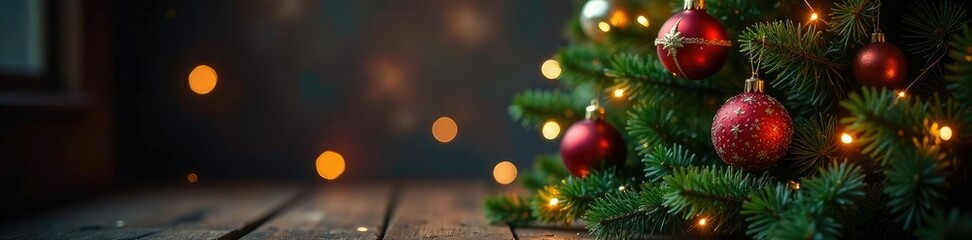 Obraz premium The Christmas tree is lit up with twinkling lights and ornaments, ornaments, sparkle, festive atmosphere