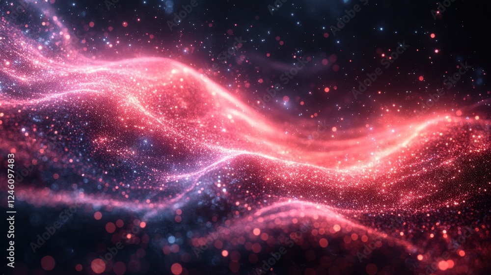 Poster abstract technology background with dynamic energy flows and cybernetic elements