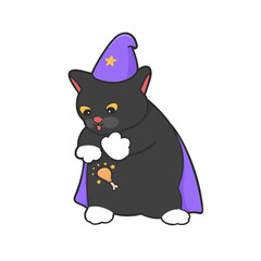 Magician Black Cat Meme Sticker PNG T-shirt Cute Illustration