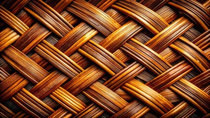 Close-up Symmetrical Wicker Texture - Brown Woven Background
