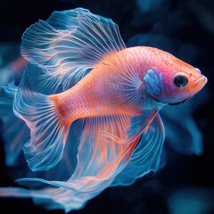 Fototapeta premium Colorful Fish Swimming Gracefully in a Dark Aquatic Environment