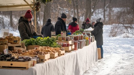 Winter Farmers Market with Fresh Produce and Baked Goods