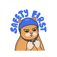 Safety First Cat Meme wearing a helmet Sticker PNG T-shirt Cute Illustration