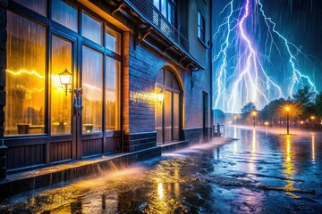 Fototapeta premium Dramatic Long Exposure Rainstorm - Water Reaching Window