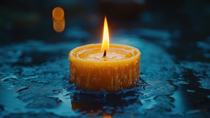 all saints day burning candle on a dark background close up image
