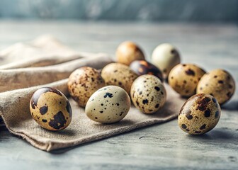 Fresh Quail Eggs on Kitchen Table - Minimalist Breakfast Food Photography
