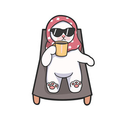 Chill Cat Meme With Sunglasses drink a cup of coffee Sticker PNG T-shirt Cute Illustration