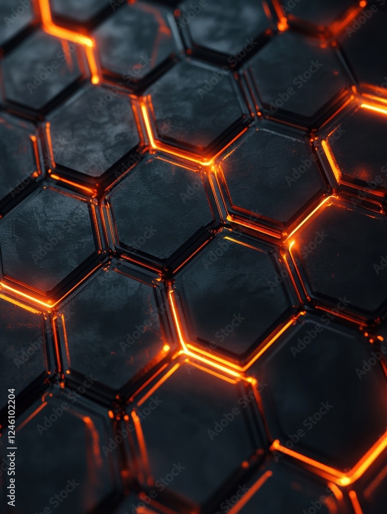 Poster hexagonally shaped tech background rendering network connection dark design