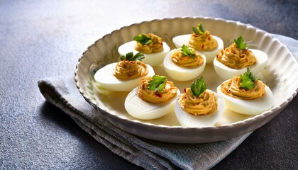 Fresh healthy deviled eggs