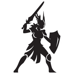 Valkyrie Warrior Esport Mascot silhouette vector