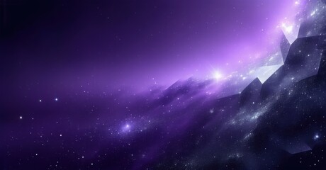 Fototapeta premium Dark galaxy gradient fading from cosmic purple to stardust silver, with misty texture and sparkling stars, creating a mysterious and vibrant cosmic scene