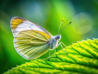 Tranquil White Butterfly on Leaf: Nature's Grace and Freedom