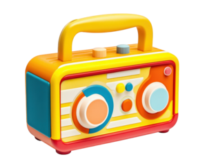 Colorful radio toy with playful design for kids, featuring bright colors and interactive buttons, perfect for imaginative play and enhancing creativity
