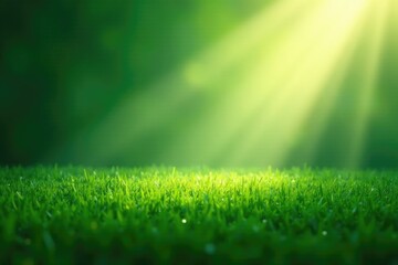 Fototapeta premium Gentle beams of light on abstract green ground, light, beams