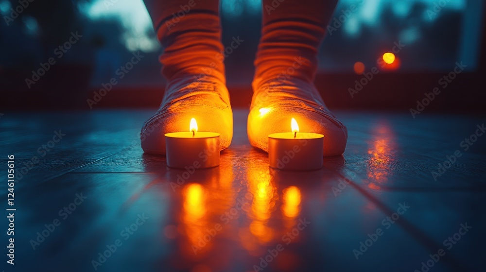 Poster all saints day burning candles on a dark background shallow depth of field