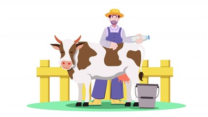 Celebrate milk’s importance with 2D flat animations, showcasing characters enjoying dairy products and farms producing fresh milk.