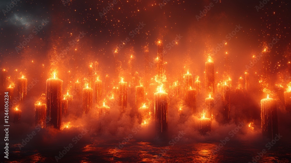 Aufkleber all saints day burning candles on a dark background with copy space 3d rendering