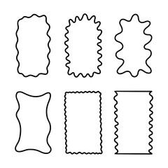 Set Scallop Wavy Edges Frames. Squiggle Border Simple Shape Collection. Hand Drawn Vector Isolated Illustration