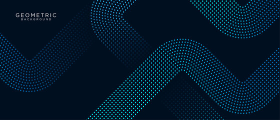 Blue abstract geometric dot halftone background. Modern shiny blue gradient dot pattern. Futuristic technology graphic design. Suit for business, cover, header, wallpaper, corporate, website, flyer