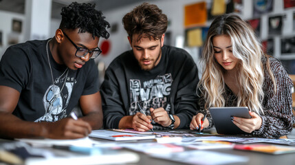  multiracial team brainstorming innovative marketing tactics around a conf