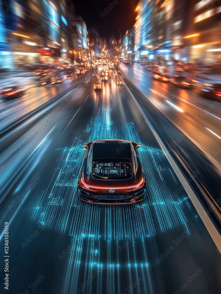 Poster an autonomous car equipped with advanced iot sensors navigating and mapping its surroundings while c