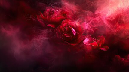 A romantic rose background with soft, blurred red and pink roses gently blending into each other.