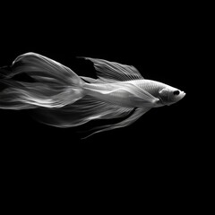 Fototapeta premium Elegant White Fish Swimming Gracefully in Dark Waters