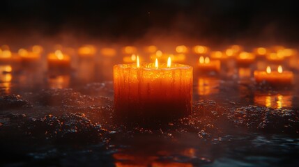 all saints day candle light in dark room 3d rendering computer digital drawing