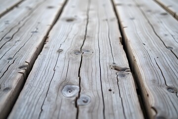 Obraz premium Rustic weathered wooden planks with knots and cracks close-up texture