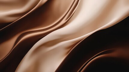 Fototapeta premium Black dark light pastel dusty pale soft chocolate coffee brown beige abstract background. Silk satin fabric. Curtain drapery line wave.Mocha mousse color 2025.Flat lay, top view table
