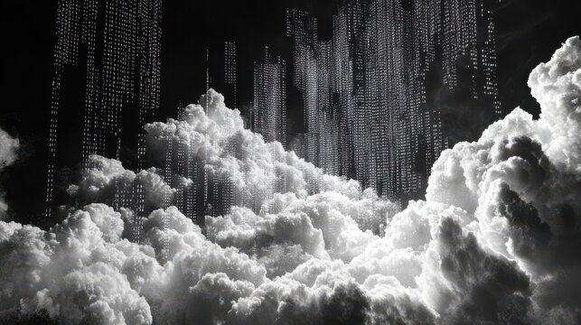 Digital Cloud Abstract with Binary Code