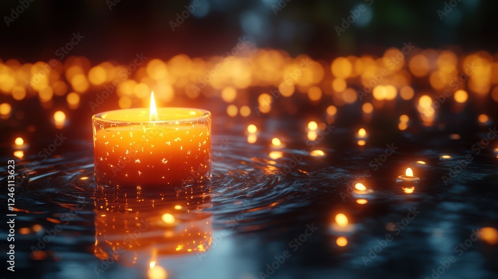 Aufkleber all saints day candles in the dark 3d rendering computer digital drawing