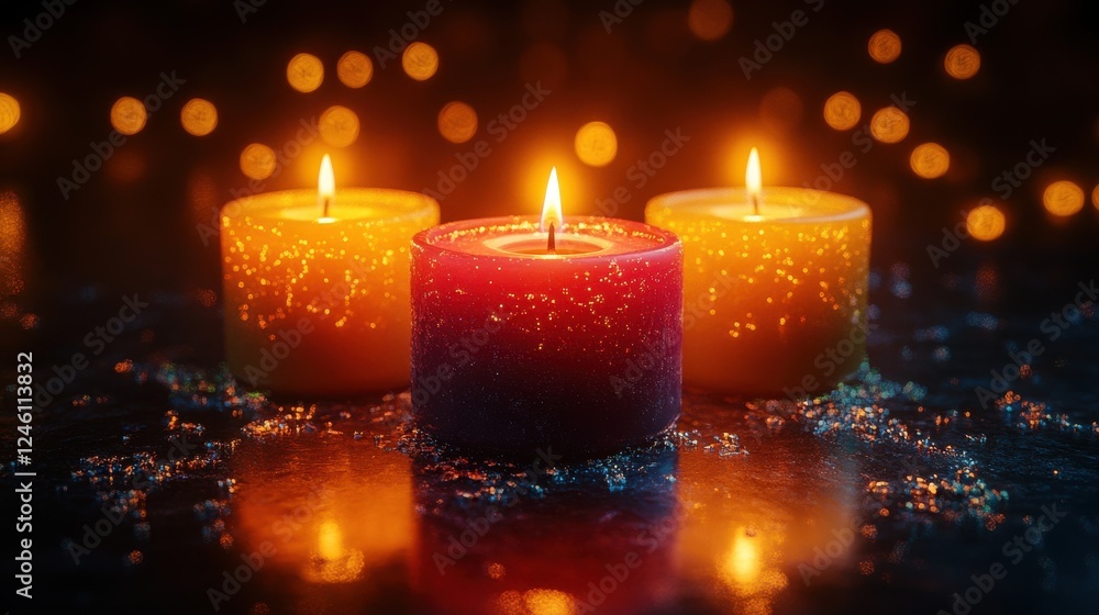 Poster all saints day candles in the dark 3d rendering computer digital drawing