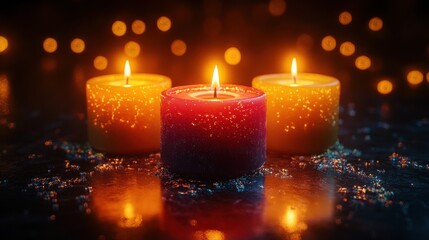 all saints day candles in the dark 3d rendering computer digital drawing