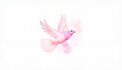 Obraz premium Pink dove flying against a soft watercolor background